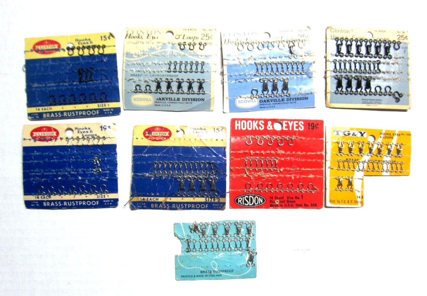 Vintage Lot Hooks & Eyes Sewing Accessories Scovill Clinton Risdon TG&Y