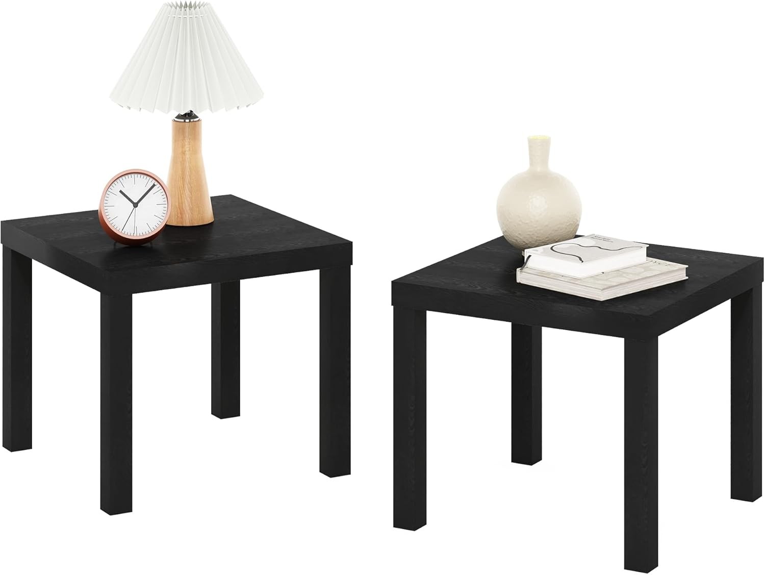Classic Side Table Set of 2 Square Modern End Table W/ 1.8" Triple Thick