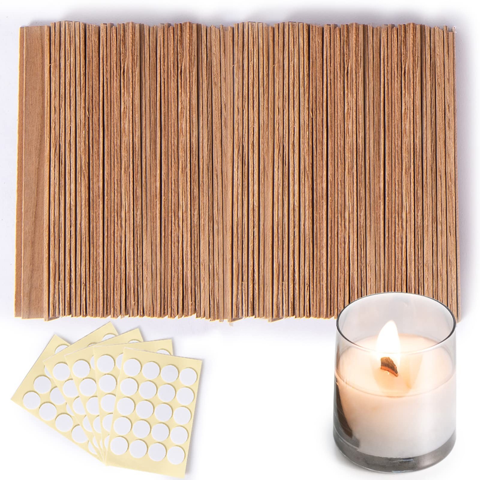 Ziosxin 100 Pieces Thicken Smokeless Cherry Wood Candle Wicks-Long Lasting Fl...