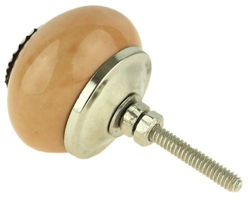 1-1/2" Ceramic Knob Tan with Nickel Rosette