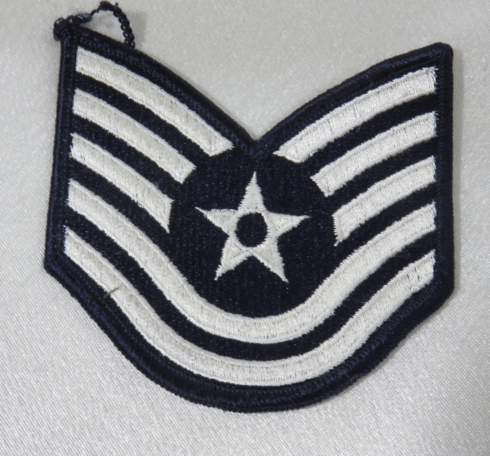 USA Air Force Technical Sergeant E - 6 Chevron Single Patch White on Blue