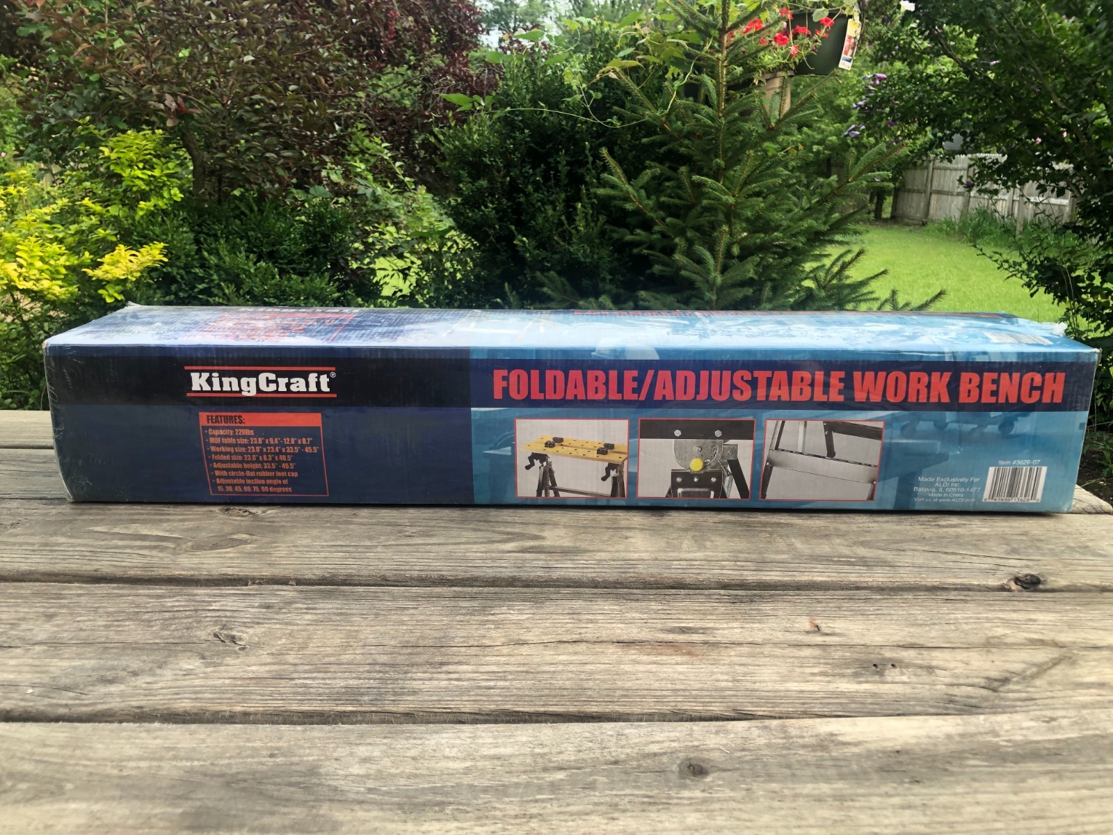 KingCraft Portable Workbench Foldable Adjustable Black 220lb Item #3626-07
