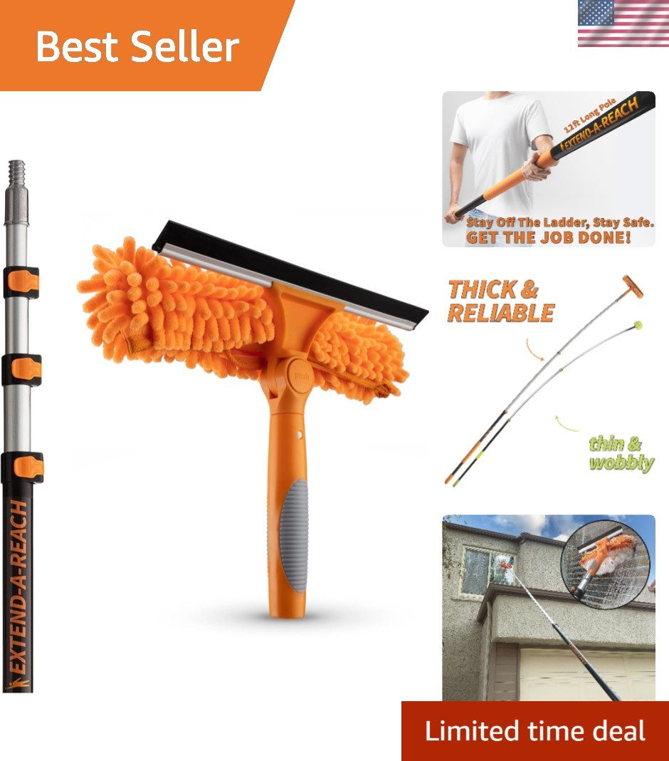 4-12 ft Window Washing Kit with Extension Pole 20+ Foot    Window Cleaning T...