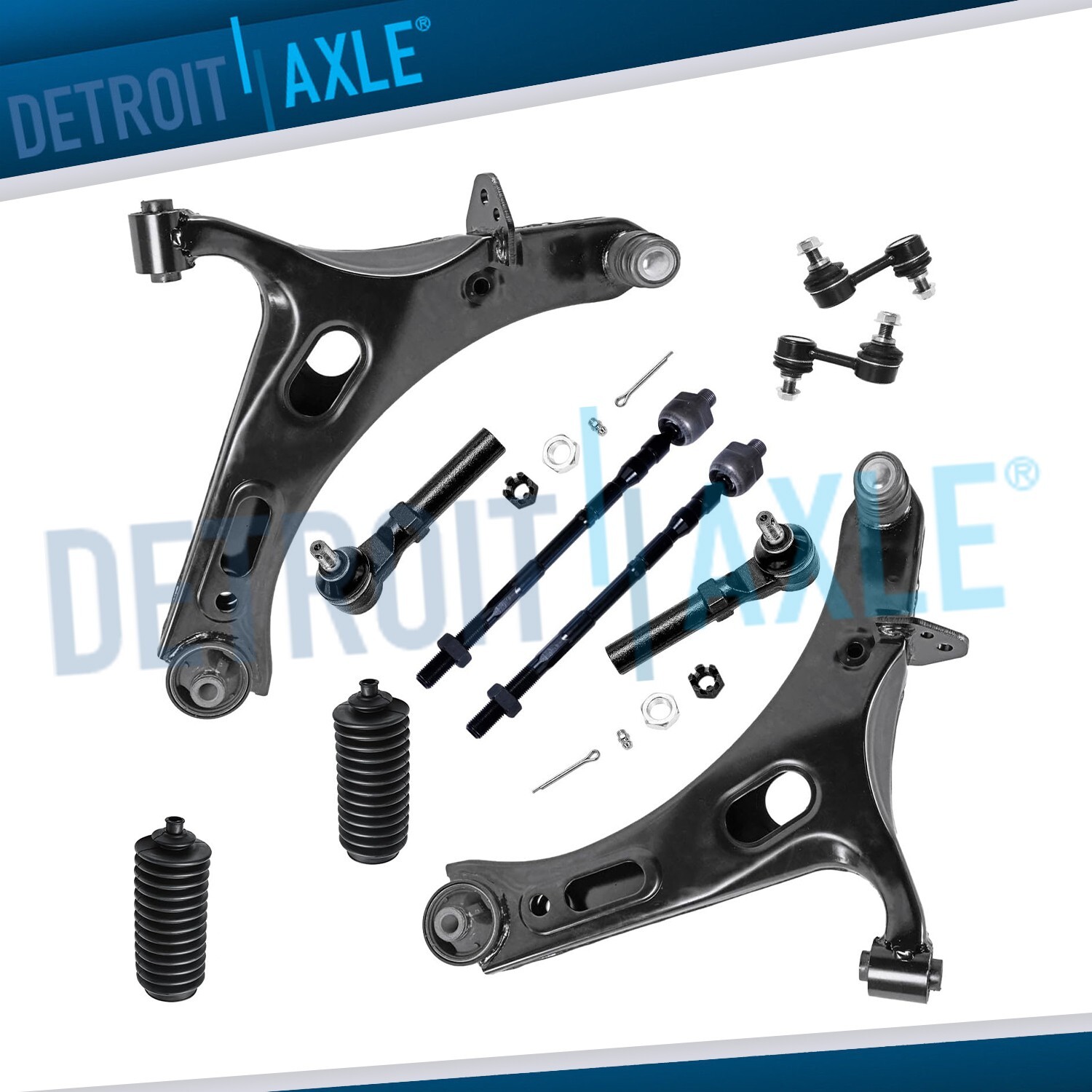 Front Lower Control Arms Sway Bars Tie Rod Ends Kit for 2010-2014 Subaru Legacy