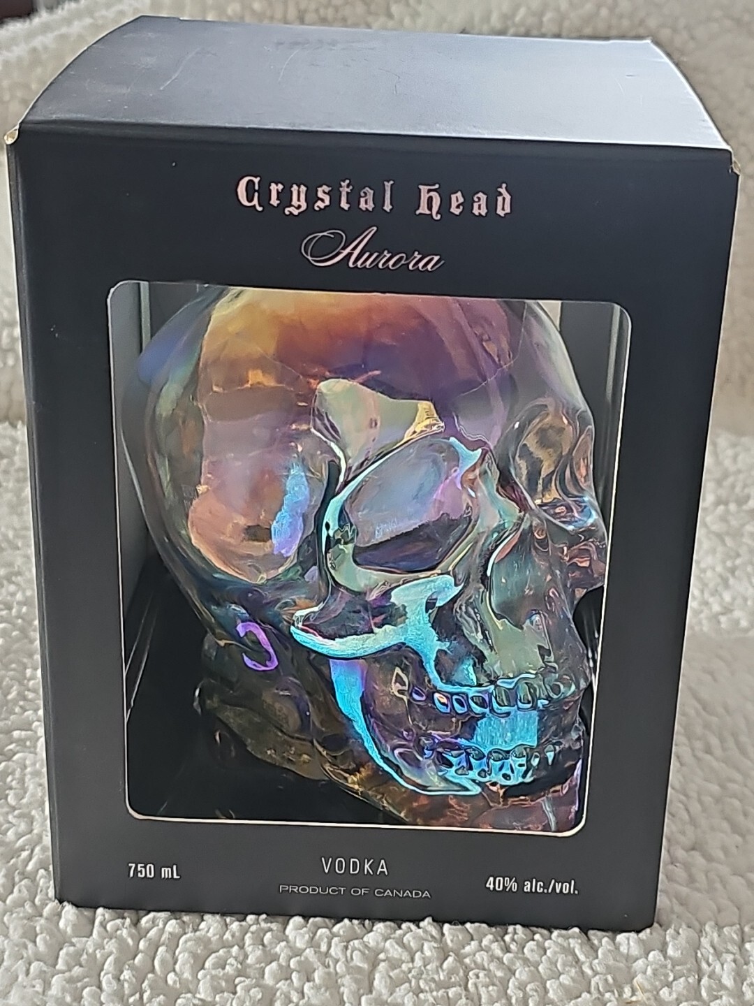 Crystal Head Aurora Iridescent Skull Bottle w/Cork&Box Empty 750mL Dan Aykroyd