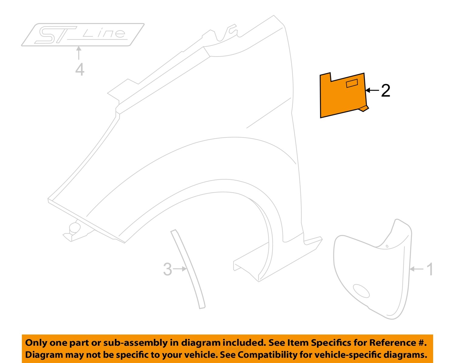 FORD OEM 14-19 Fiesta Fender Exterior Trim-Molding Extn C1BZ9910176A