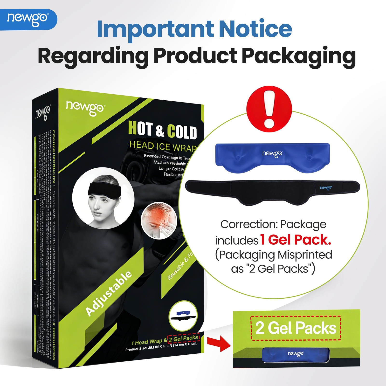 Headache Ice Pack Head Wrap FSA Eligible Cold Pack Ice Therapy Relief Tension