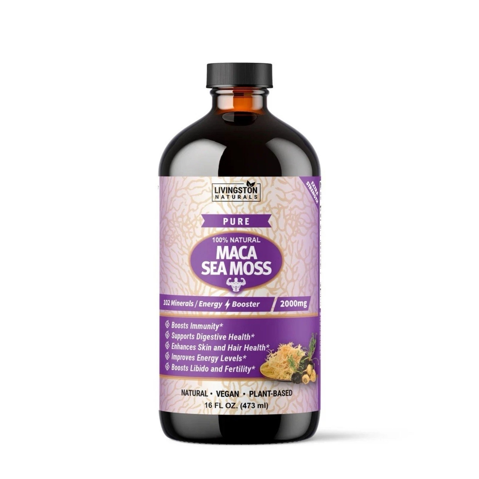 Pure Seamoss Macca By Livingston Natural Herbal Labs, Plant-Based Foods, 16 oz