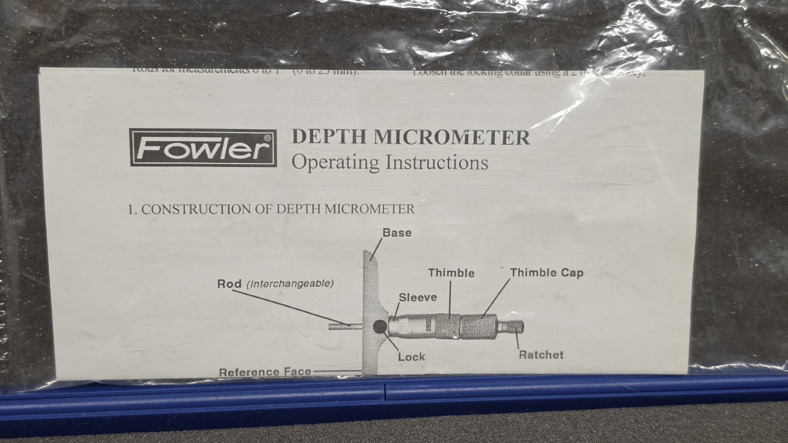 FOWLER 0 - 6" Machinist Depth Micrometer, .001", in case