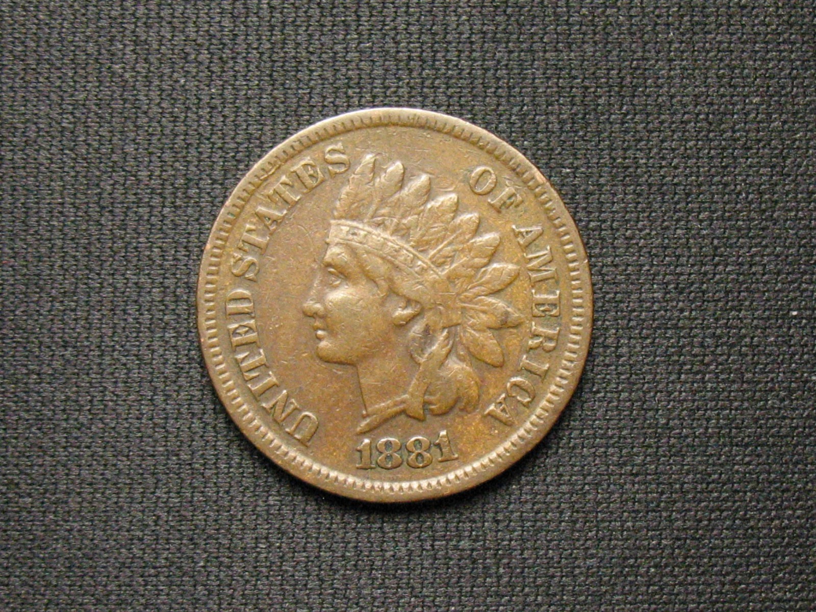 OLD COPPER COIN! VF+ 1881 INDIAN HEAD CENT PENNY FULL LIBERTY & DIAMONDS LOT 159