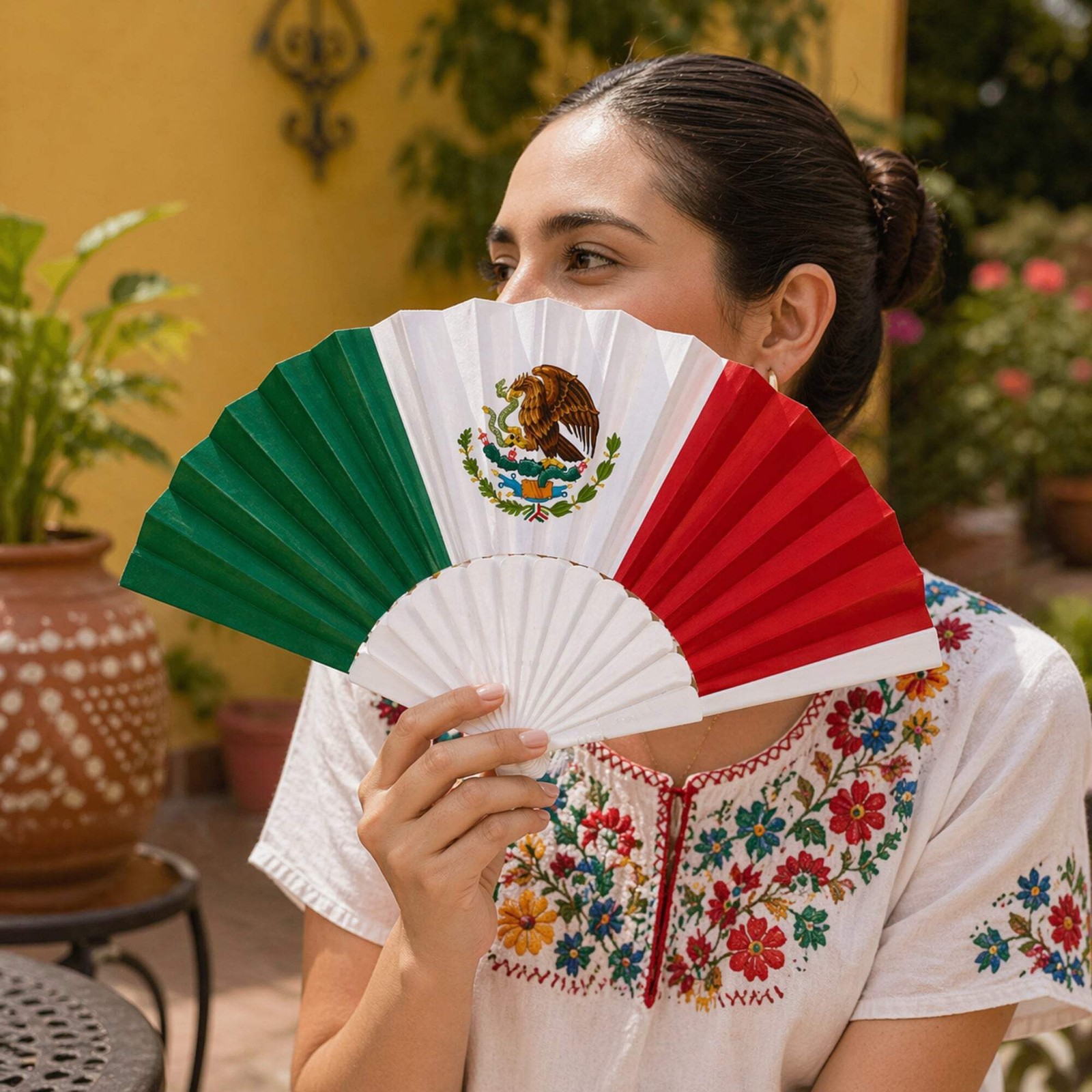 Mexico Flag Folding Hand Fan Portable Cooling Accessory