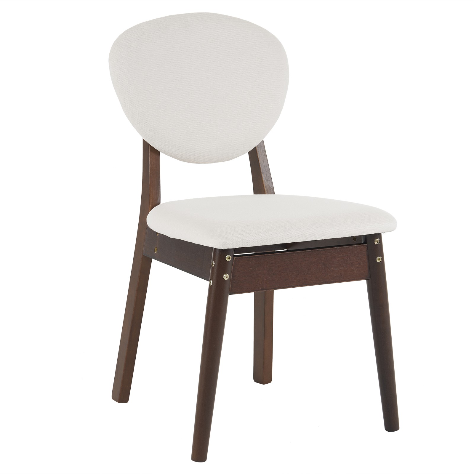5pc Solid Wood Dining Set Deep Walnut Table & 4 Beige Padded Chairs Space-Saving