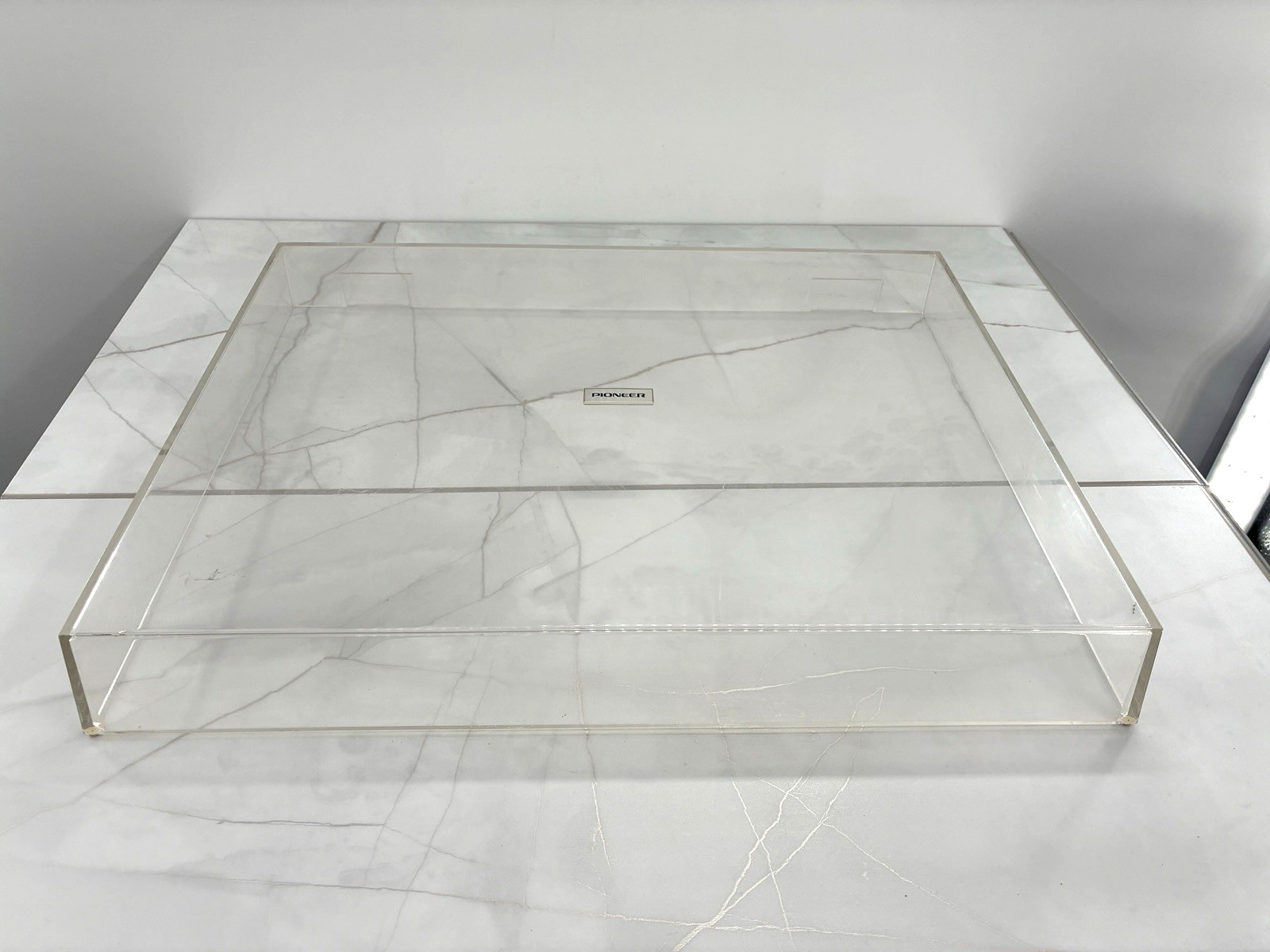 Vintage Pioneer Turntable Clear Acrylic Dust Cover Lid 16x12 Inch Scratches Good