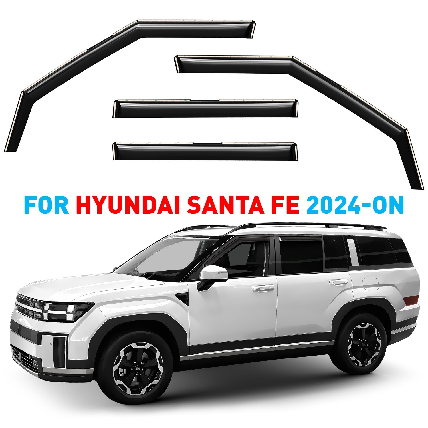 Rain Guards Vent Visors Shade for 2024-2026 Hyundai Santa Fe SHATTERPROOF