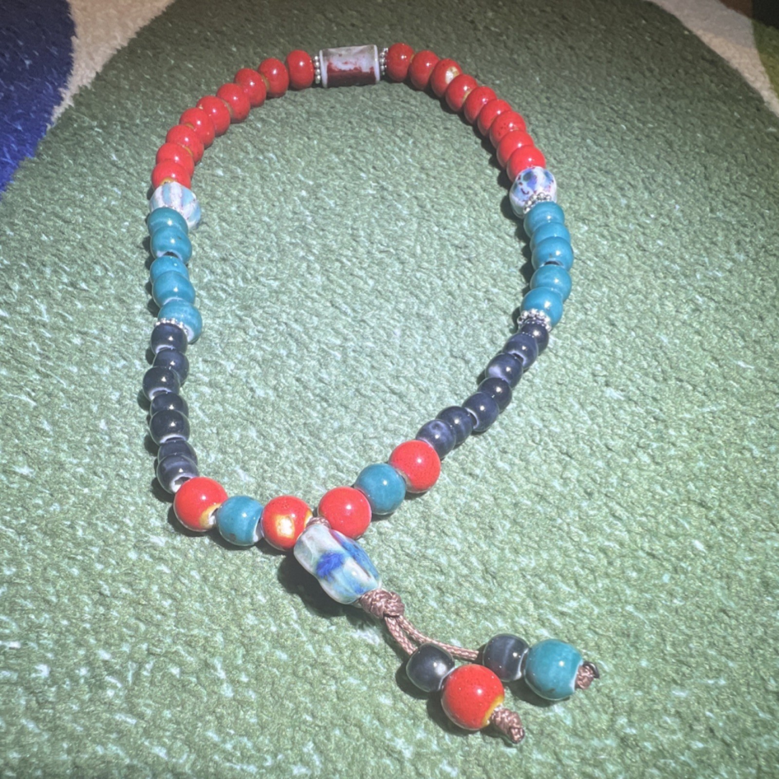 Beaded Gemstone Bracelet Multicolor Round Shape Bohemian Handcrafted Unisex