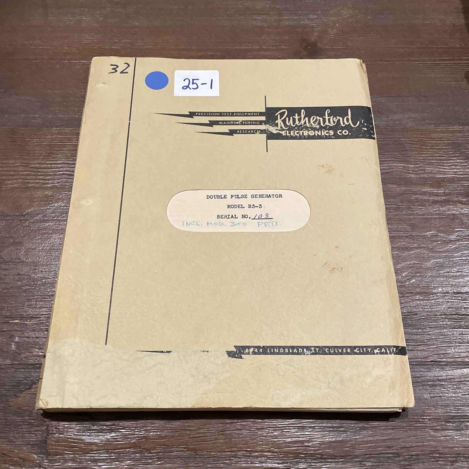 Rutherford Model B3-3 Double Pulse Generator Instruction Manual