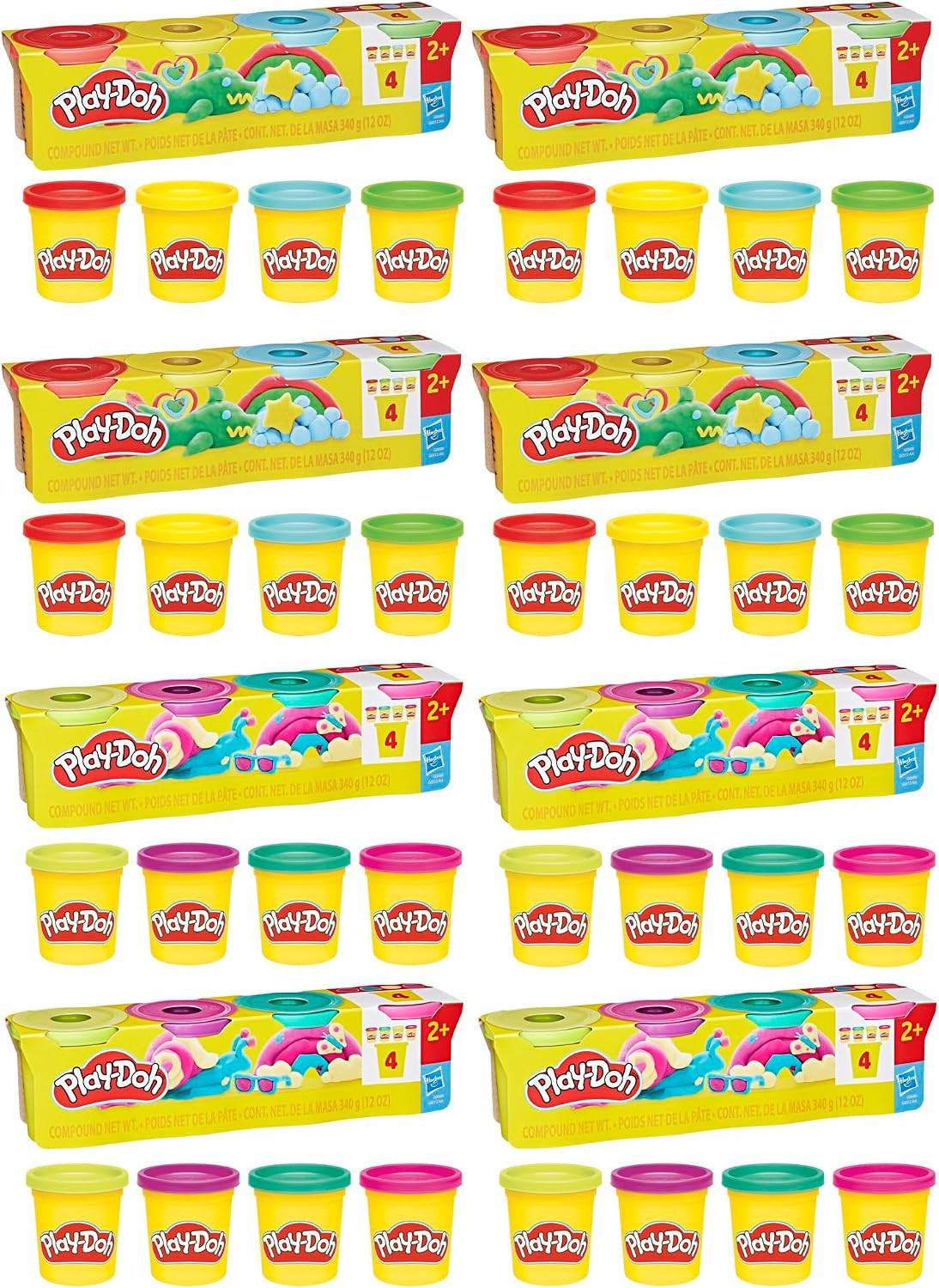 Play-Doh Bulk 4 Pack Vibrant Colors, 32 Colorful 3 Ounce Cans of Modeling