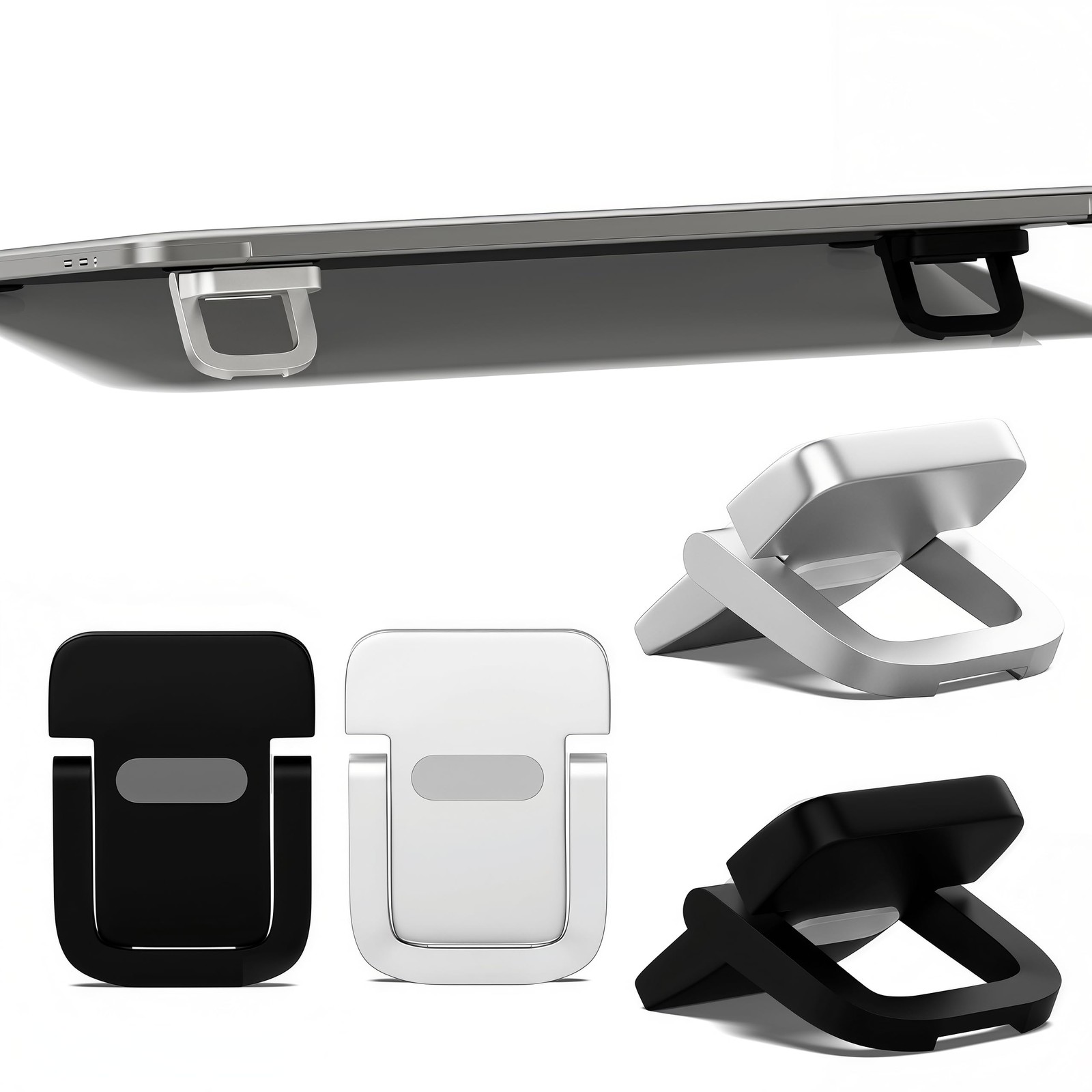 4-Piece Portable Keyboard Riser Set, 2 Black & 2 Silver Black/Silver