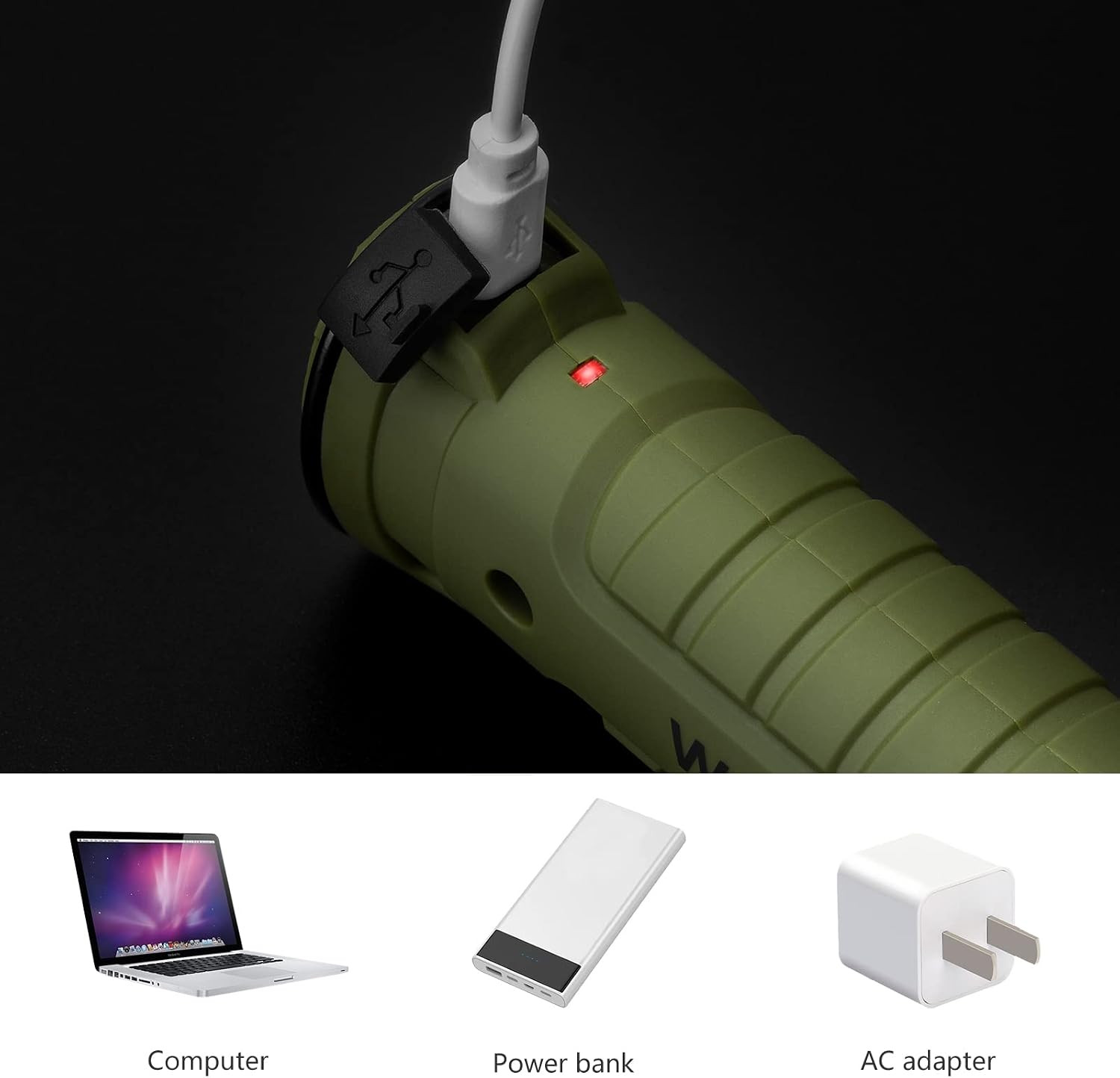 Rechargeable LED Work Light Flashlight, 5 Modes, 360°, 2 Pack