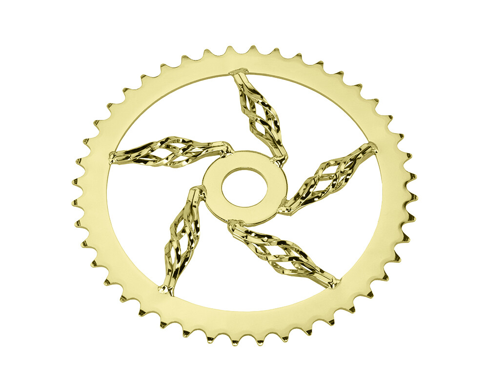 Lowrider bike Cage Twisted Steel Chainring 1/2 X 1/8 44t Gold.