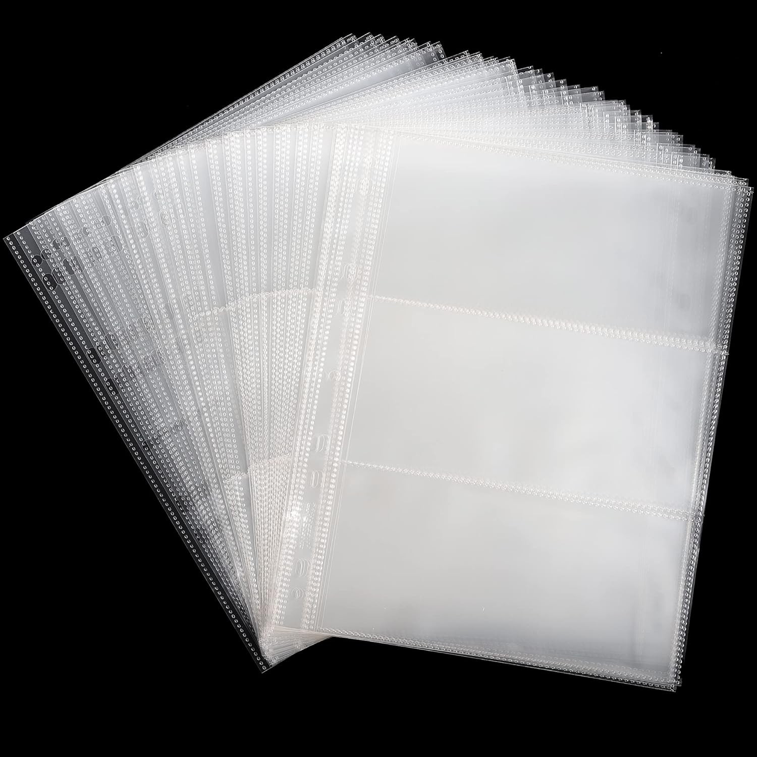100 Sheets Currency Pages - 3 100 Sheets(3 Pockets/Sheet), Transparent