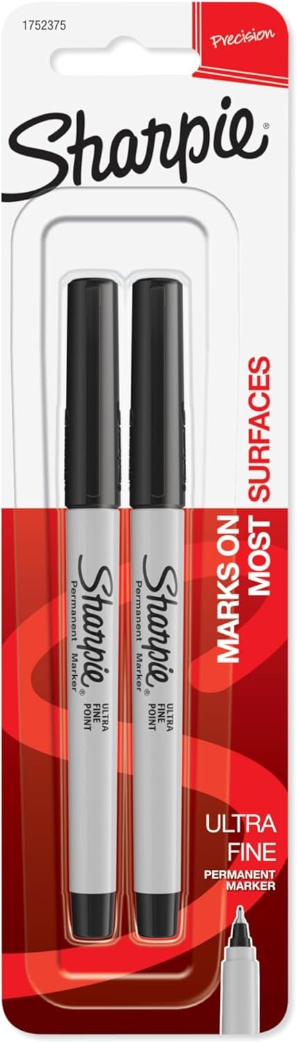 Sharpie 37161PP Permanent Markers Ultra Fine Point Black 2 Count