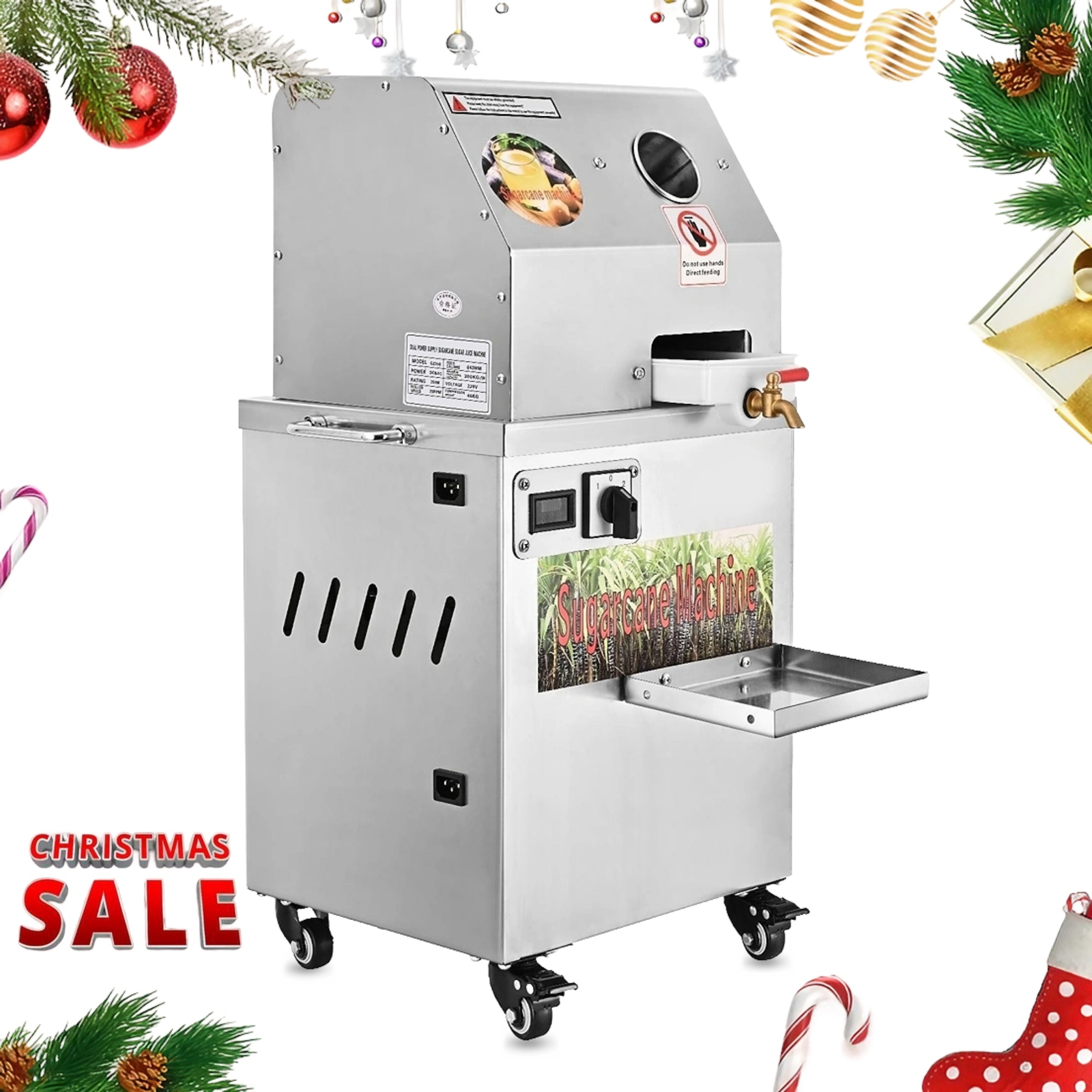 Electric Sugarcane Juicer Stainless Steel Extractor & Squeezer Grinder 110V USA
