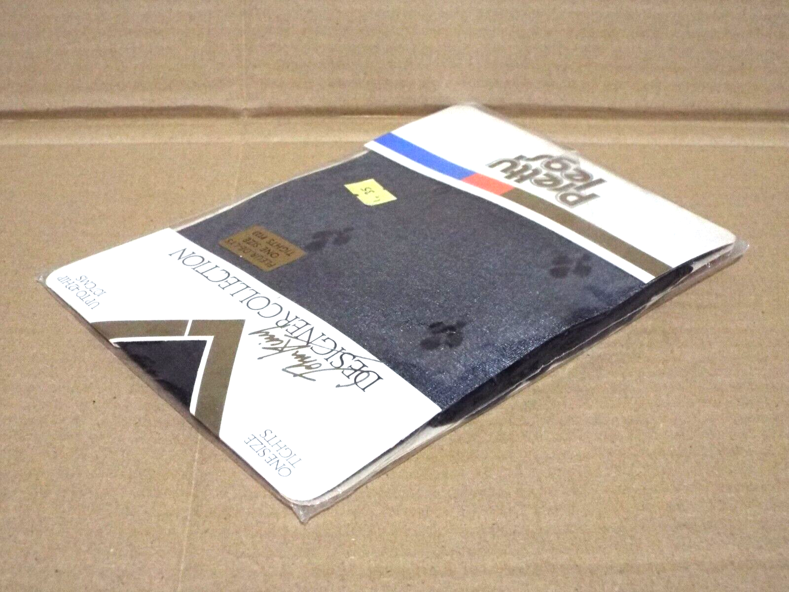 'Pretty Legs' Black Fleur-De-Lys Patterned Tights - One Size - New