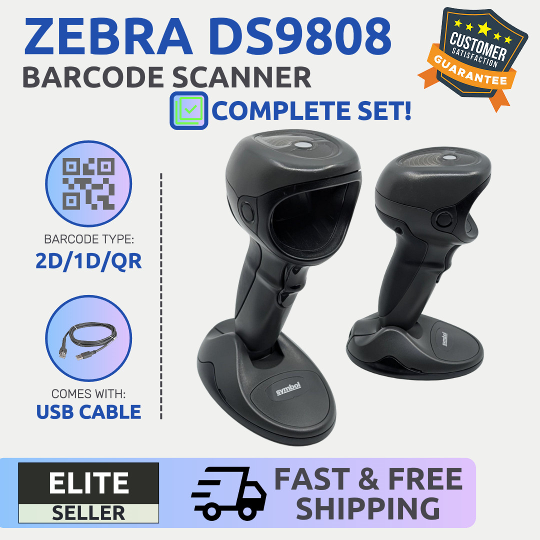 ✅Zebra Symbol DS9808 2D/1D/QR Handsfree Desktop Barcode Scanner & USB cable! ⭐🔥