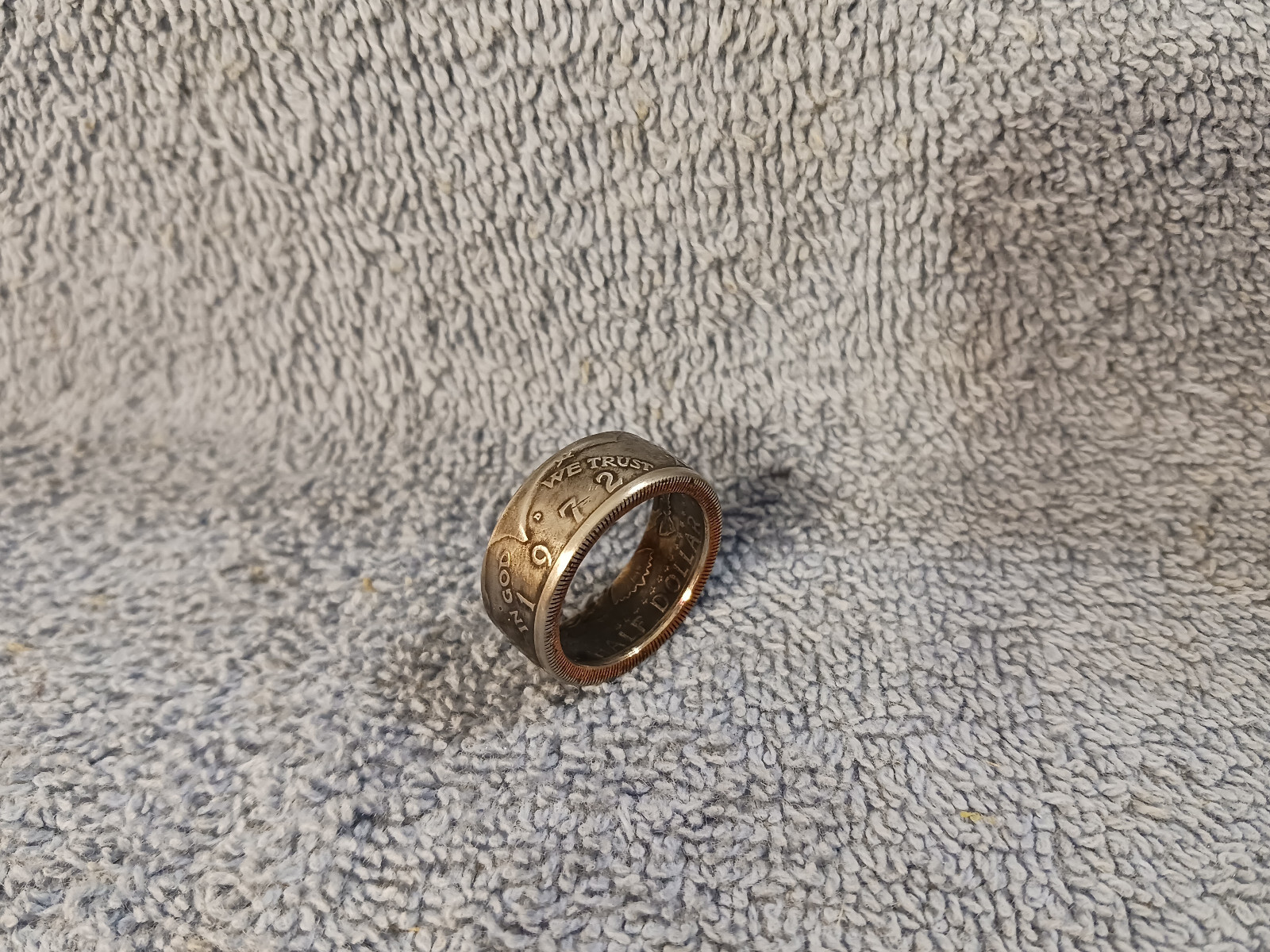 1972  Kennedy Half Dollars  size 9- 1/2  coin ring  Handmade mixed metals (A)