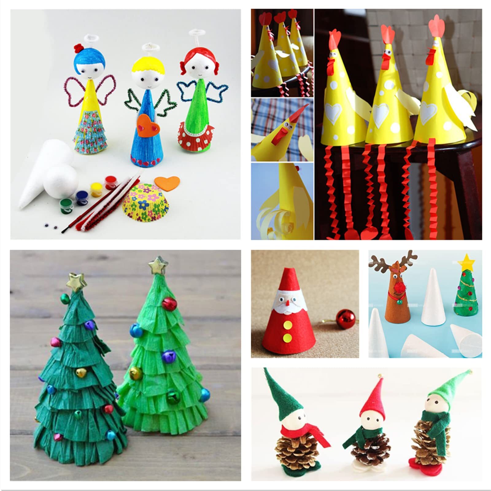 2 Pack 15.7" Foam Cones DIY Polystyrene Christmas Tree Craft Cones