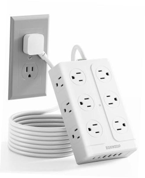 Surge Protector Power Strip - 12 Outlets(1850W/15A/14AWG) 6 USB 6 FT White