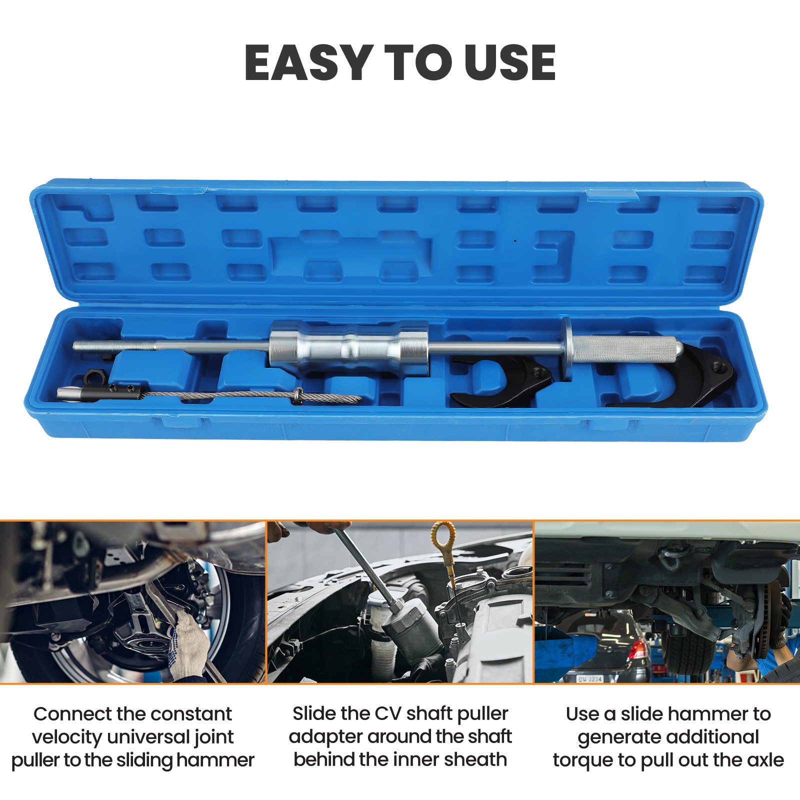 Heavy Duty Inner CV Axle Removal Tool w/ Slide Hammer & CV Joint Puller Set