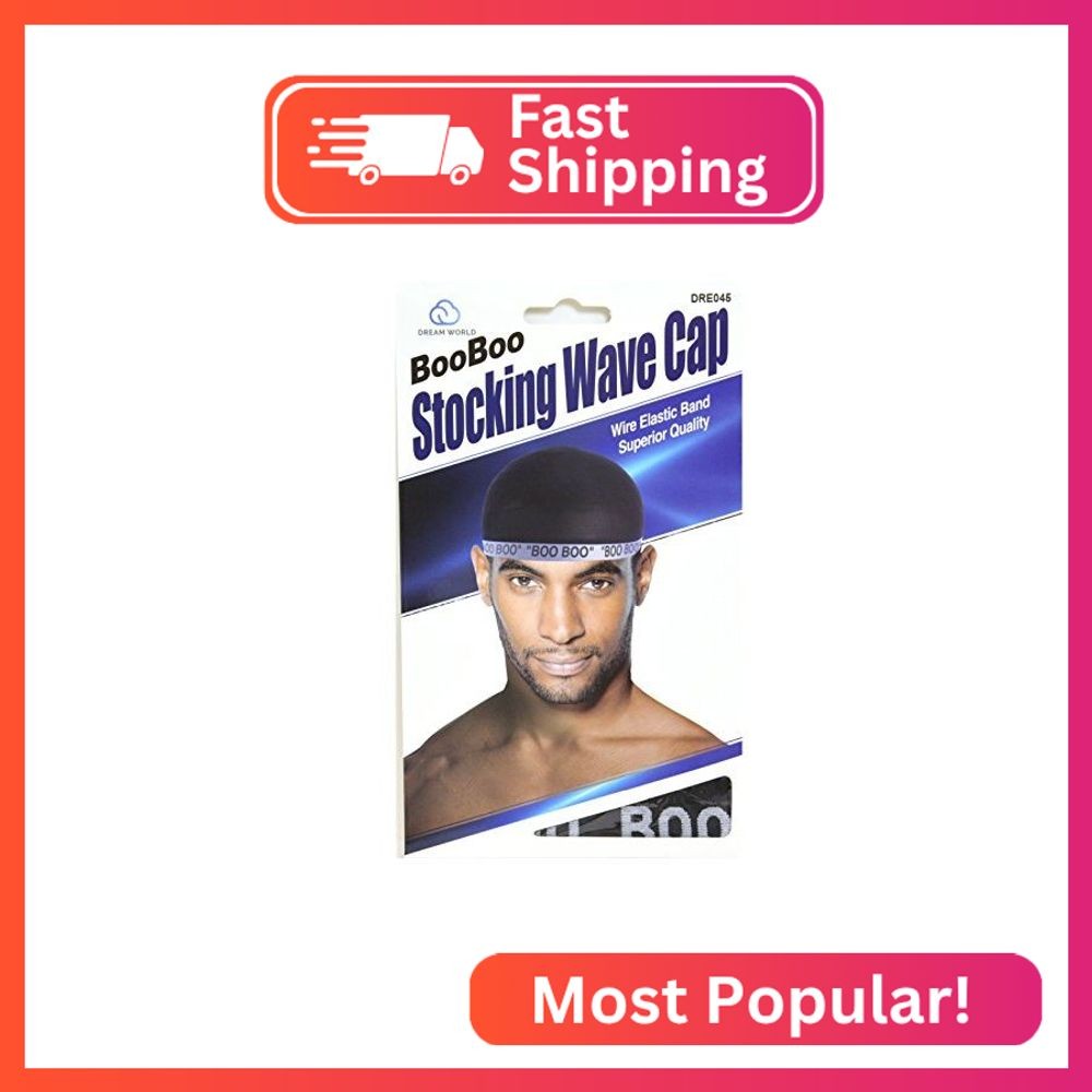 Dream, Boo Boo STOCKING WAVE CAP, Wire Eastic Band (Item #045 Black)