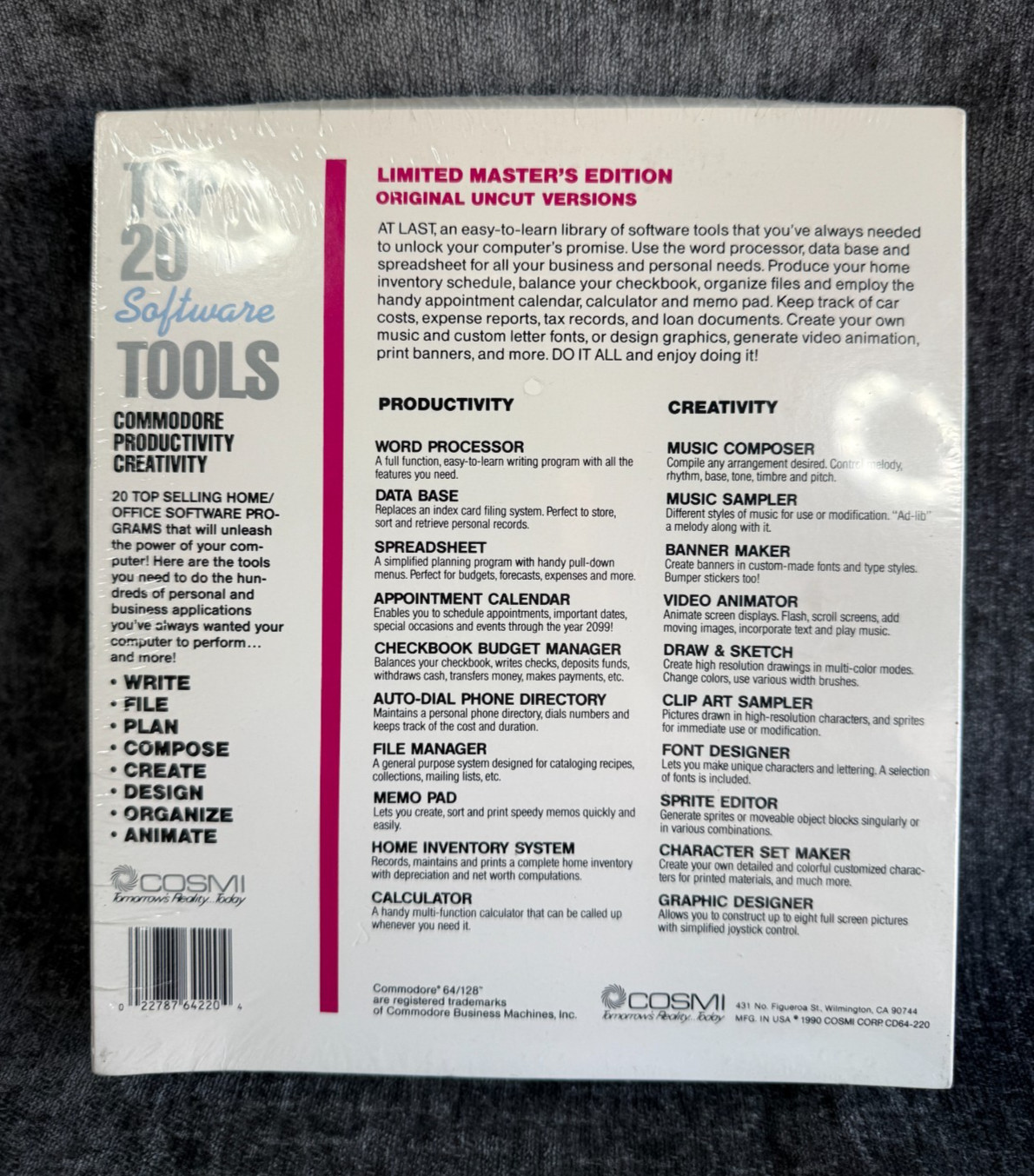 Commodore 64/128 Master's Edition Top 20 Software Tools * VTG 1990 New & Sealed