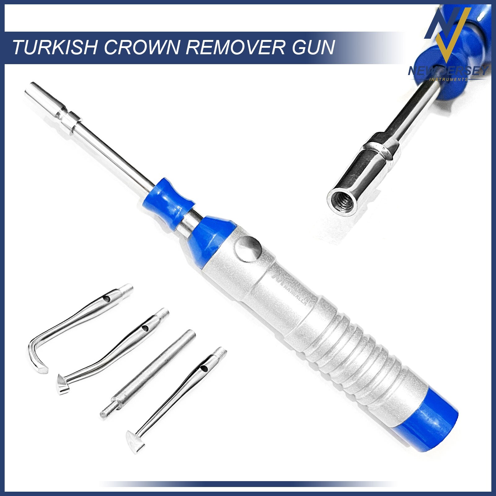 Turkish Dental Crown Remover Gun Surgical Tools With 4 Attachments Instruments