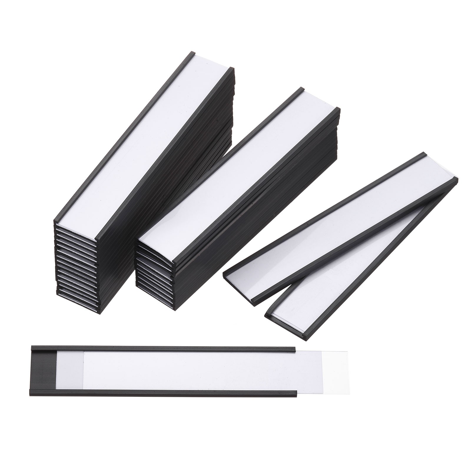 50pcs Label Holders 0.75" x 4" C Channel Rubber Magnetic for Metal Shelves