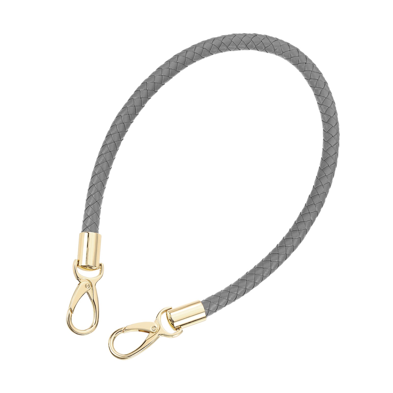 60cm Short Leather PU Braided Purse Replacement Handle - Dark Gray, Gold