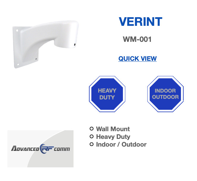 Verint WM-001 Heavy Duty Wall Mount Arm Kit for Indoor / Outdoor Cameras