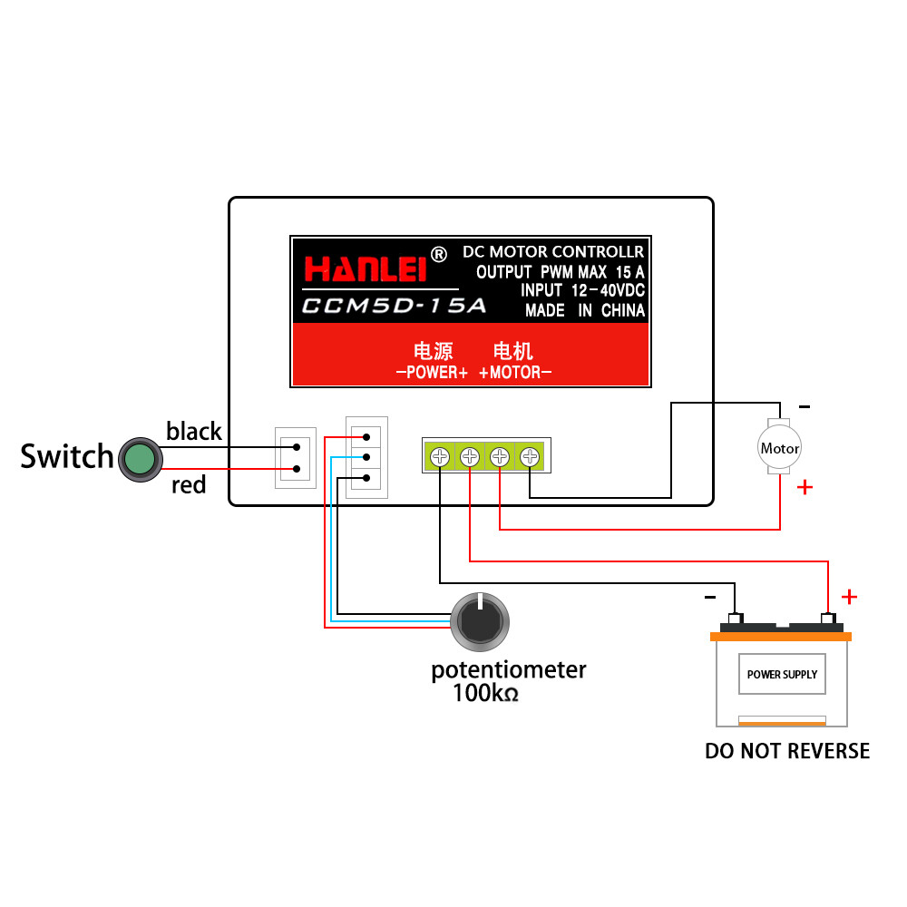 PWM DC 12-40V 15A Brush Motor Speed Switch Controller Governor Digital Display