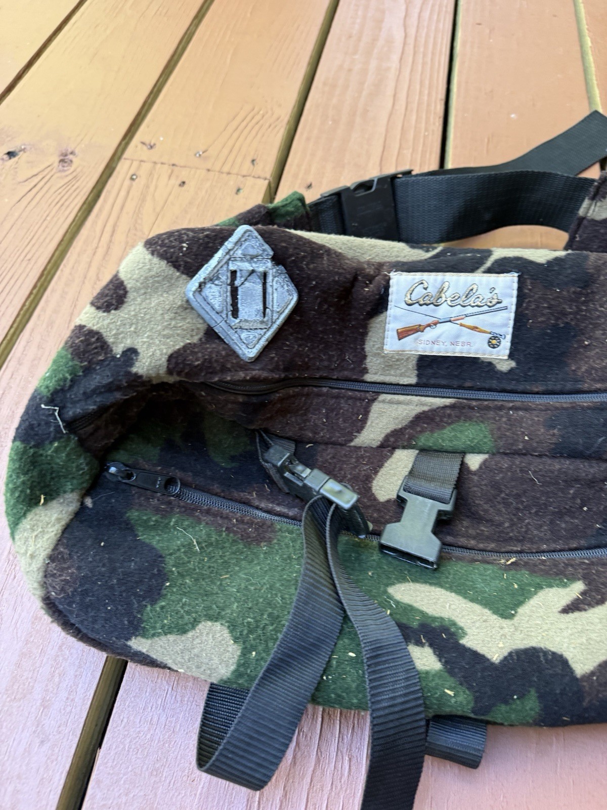 VTG Cabela's Camo Fleece Fanny Pack Frog Hunting Bag