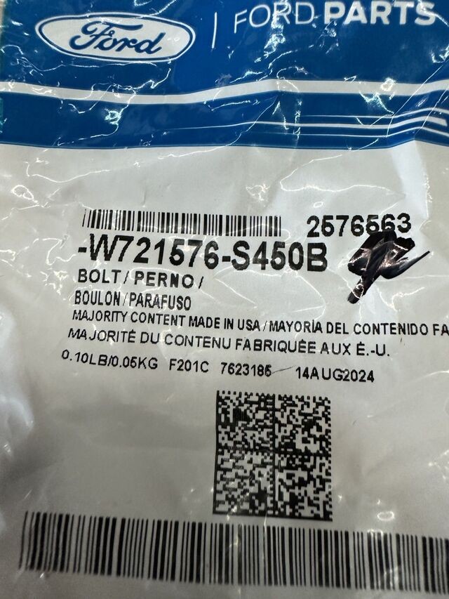 Genuine Ford Tie Down Hook Bolt W721576-S450B