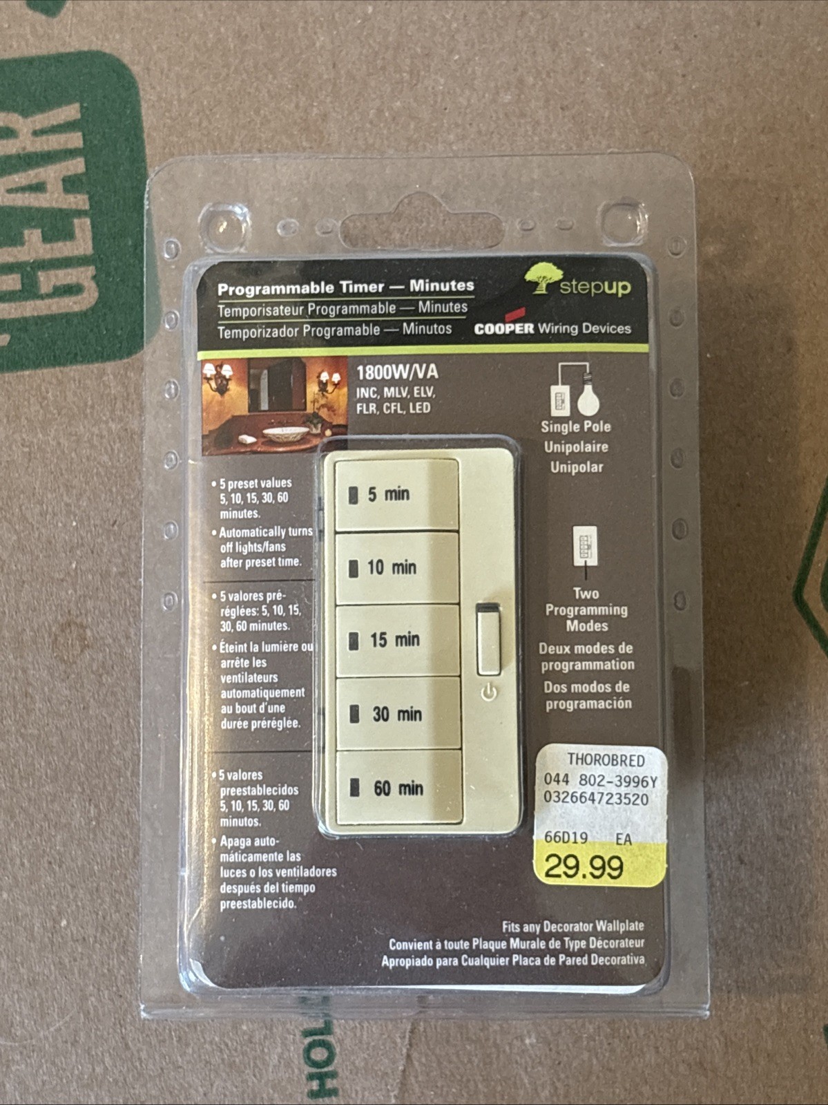 Timer Wall Indoor Hour Dig Wht, PartNo PT18M-W-K, by Cooper Wiring Devices Inc,