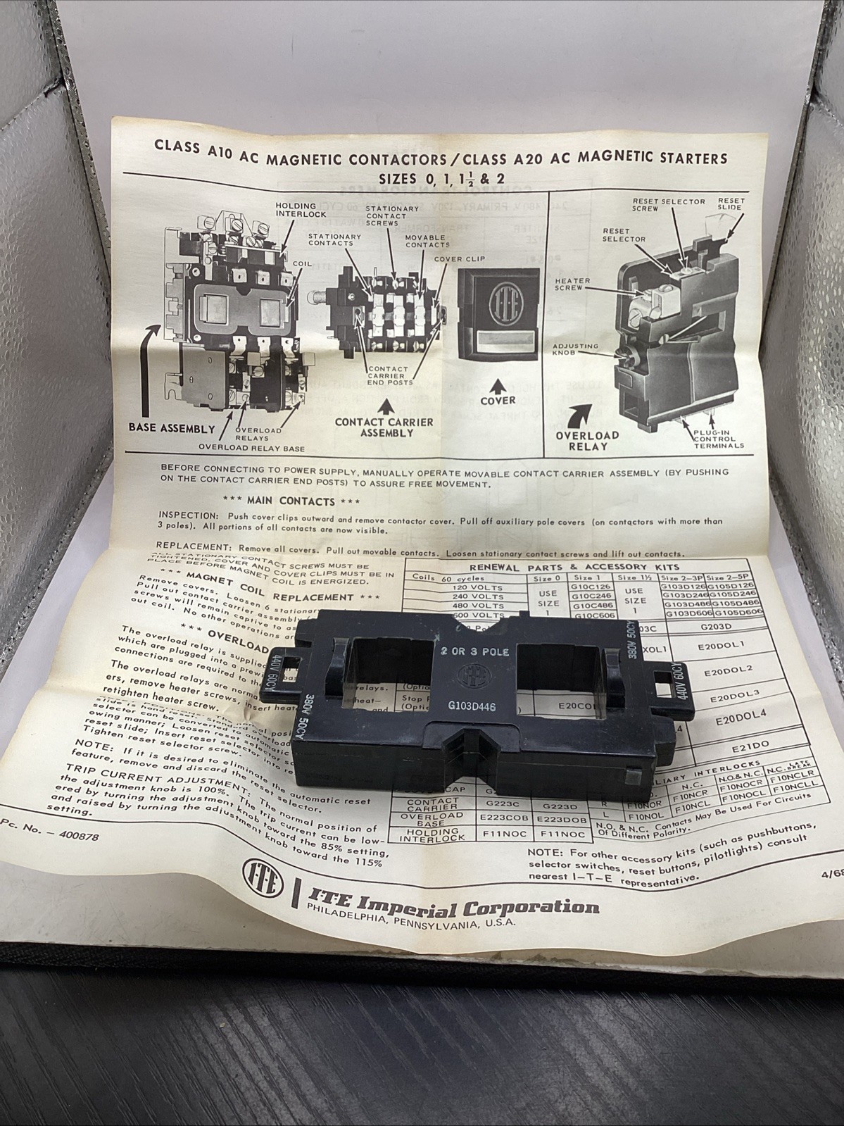 ITE G103D446 Operating Coil G10 Size 2 NEW