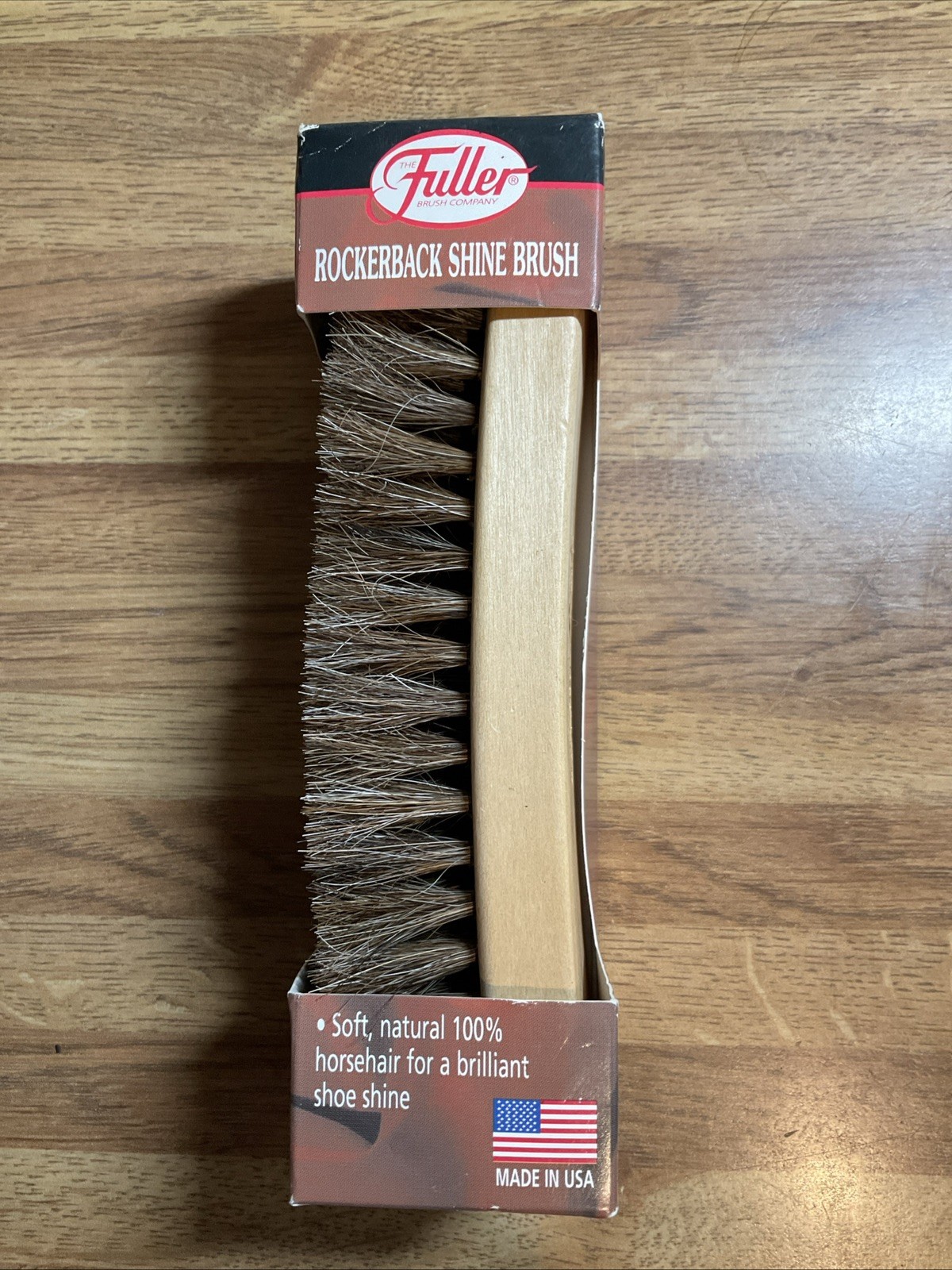 NEW NIP Fuller Brush Co Shoe Shine Brush Wood Top Horsehair Bristles  6.5” Long