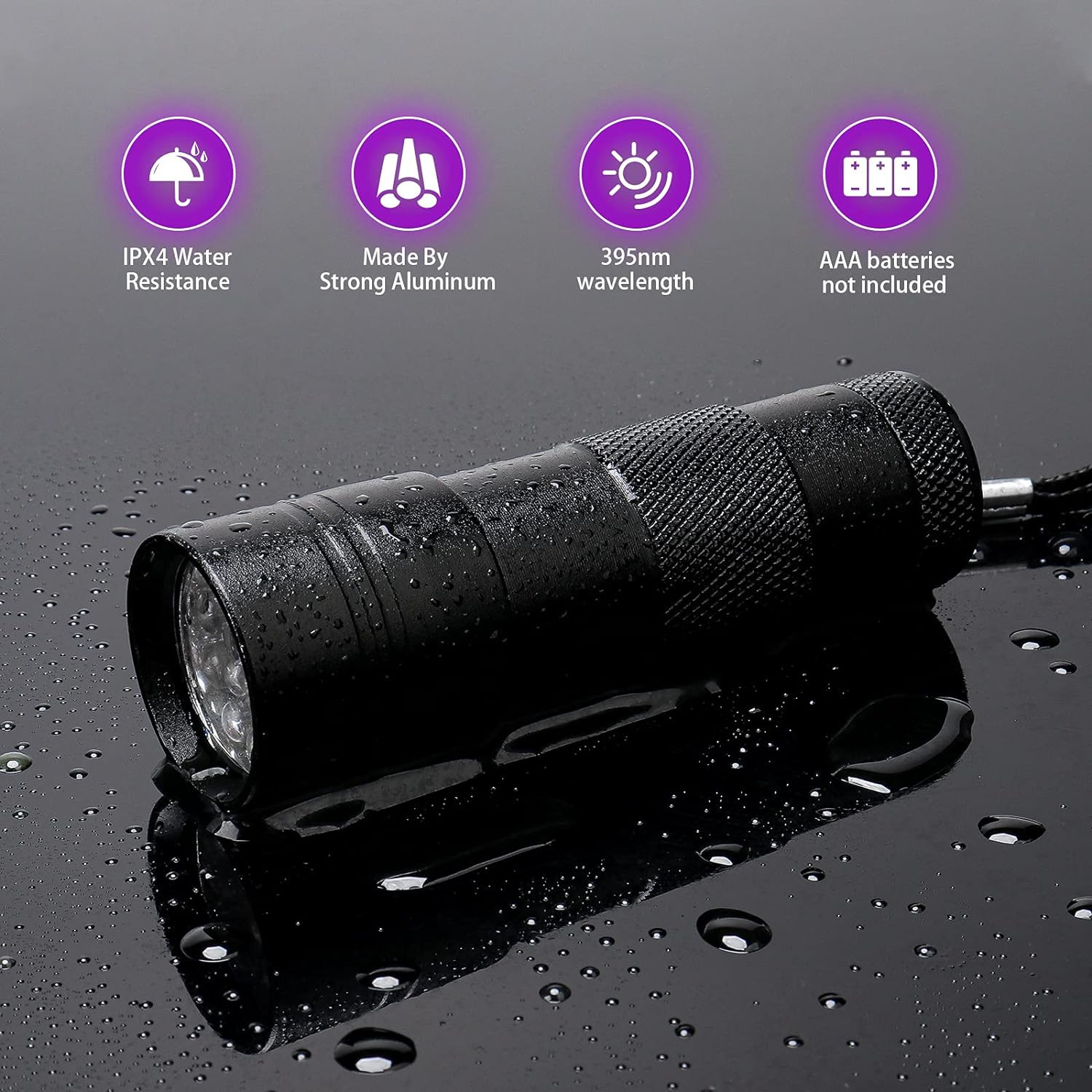 COSOOS 2 Pack UV Flashlight, 12 LED Handheld Blacklight Flashlight 395Nm Mini Li