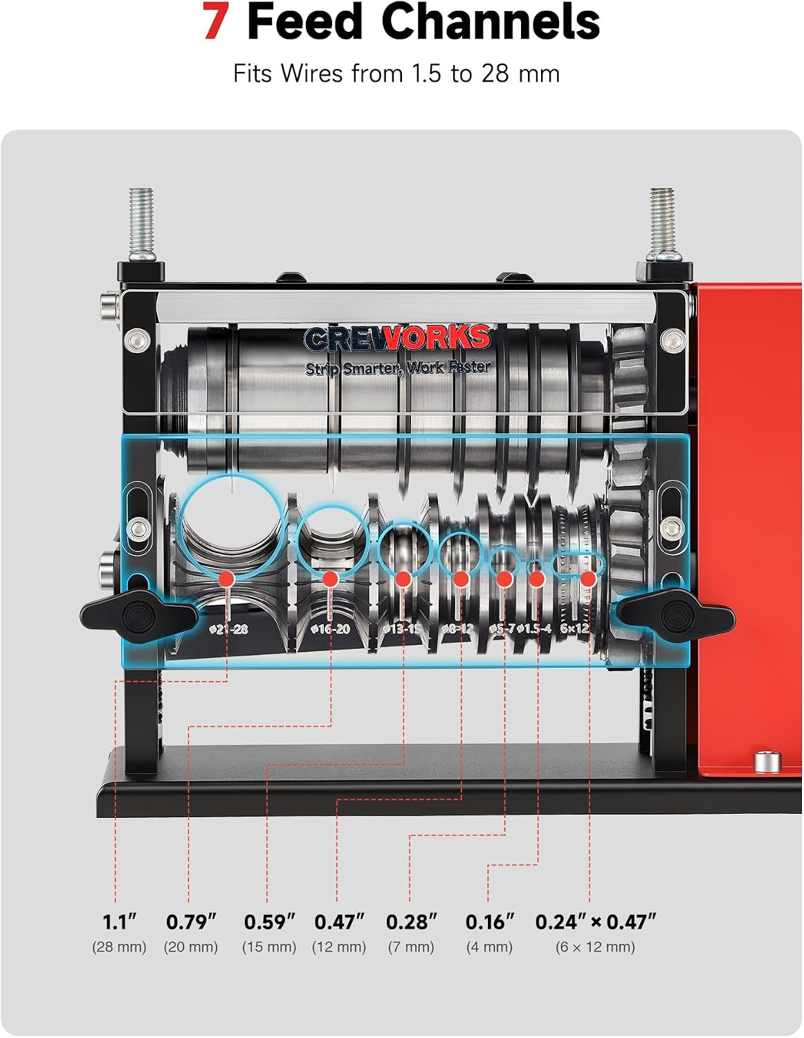 Electric Wire Stripper Machine, 7 Channel 7 Blade Wire Stripping Machine for 0.0