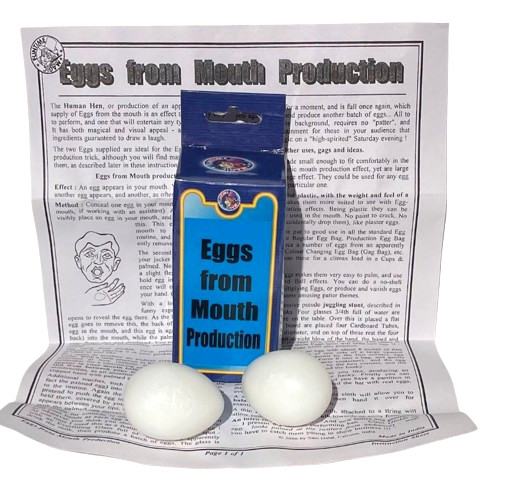 EGGS FROM MOUTH PRODUCTION Out of Magic Trick Appearing Solid Comedy Set Plastic