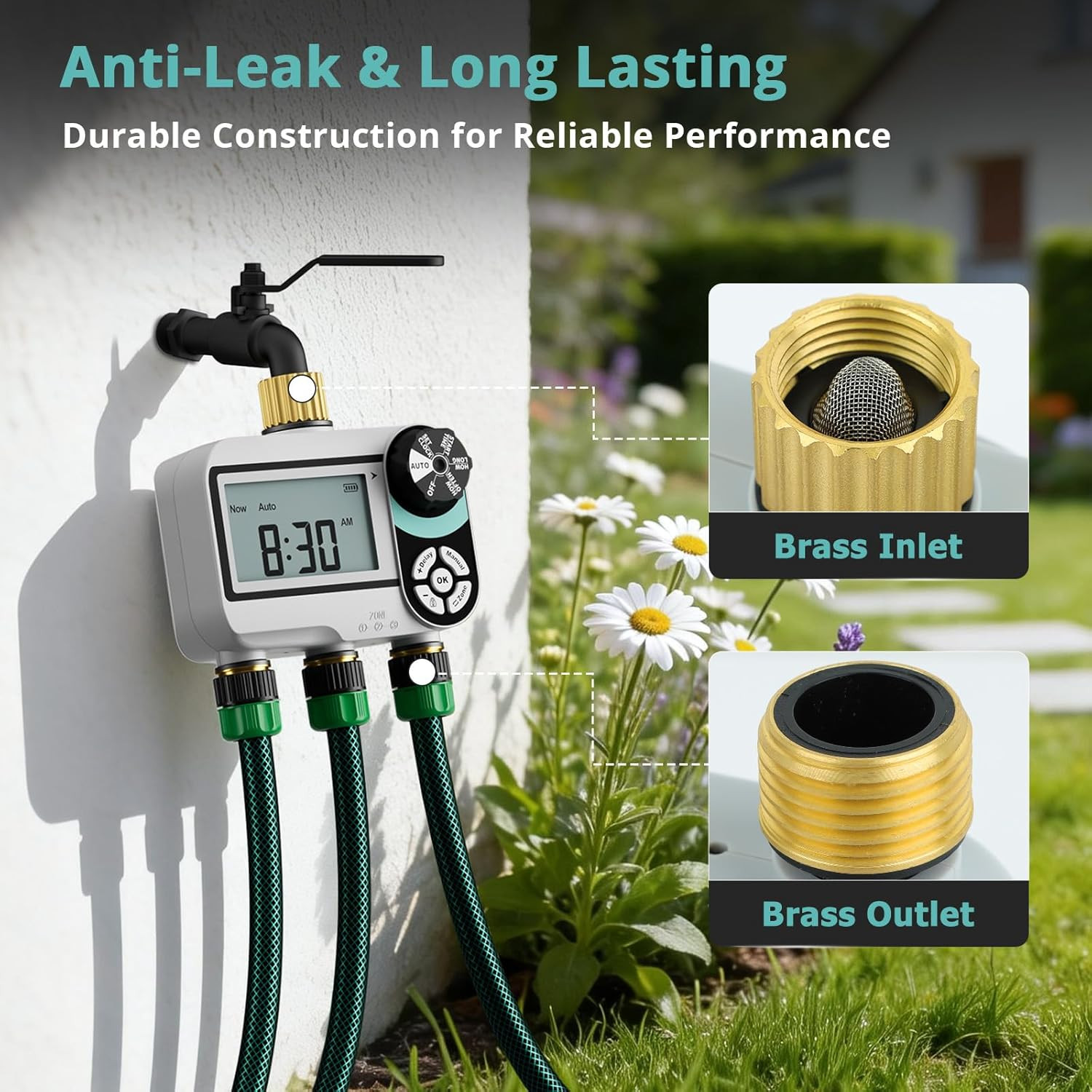 QUOBAS Brass Sprinkler Timer for Garden Hose, Programmable Water Timer for Hose