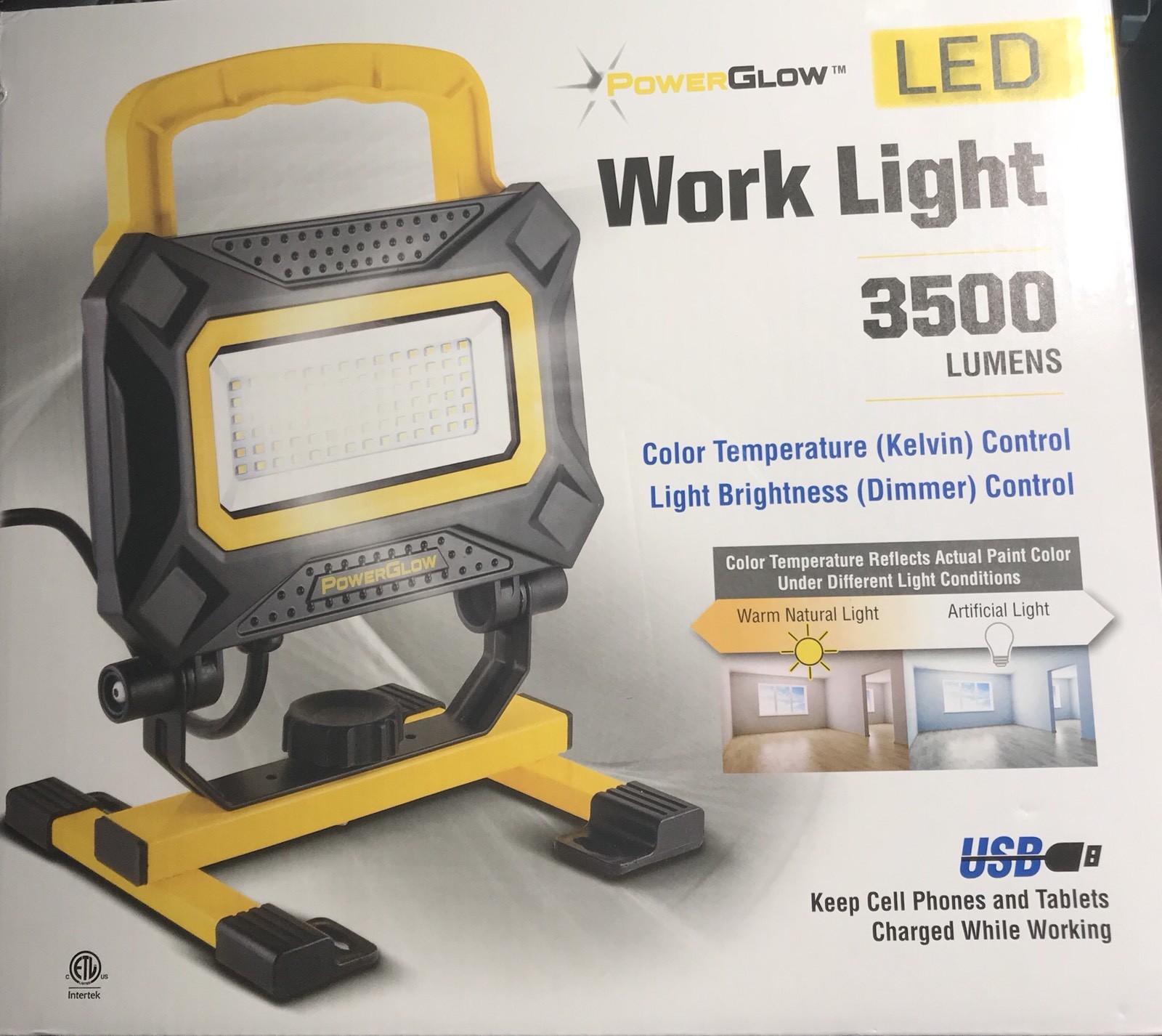 LED Worklight 3500 Lumen, with USB Charging Port 2.1A,5V, Color Trmperature
